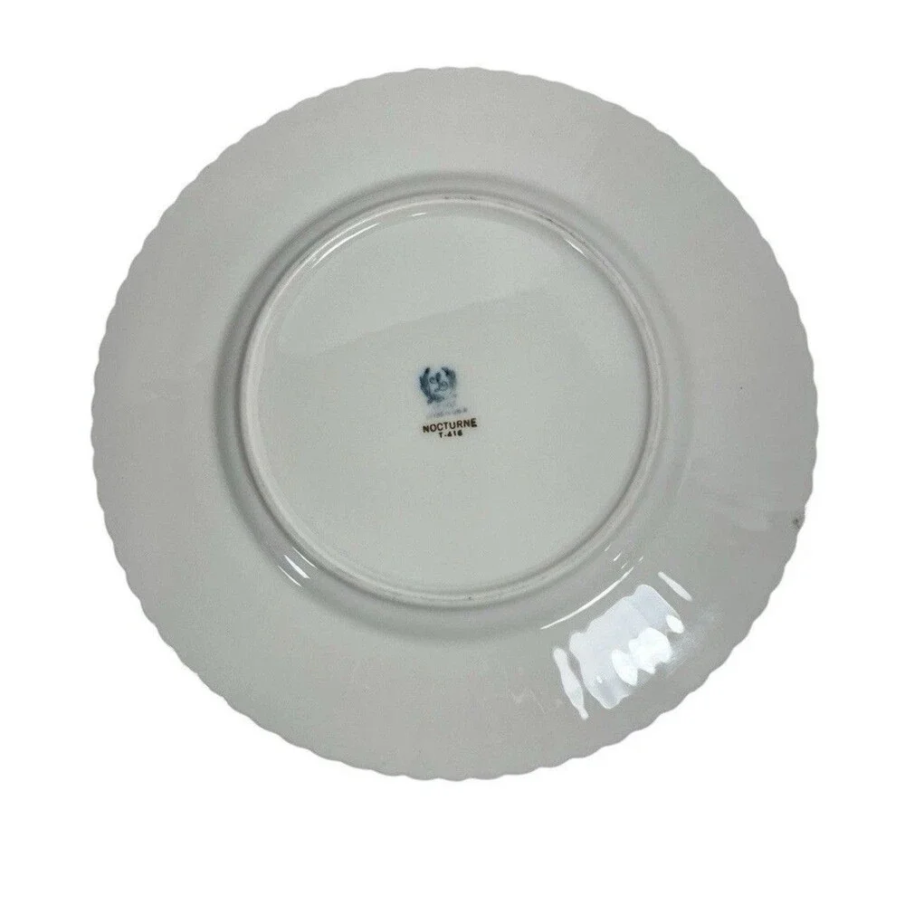 Lenox Nocturne T416 Salad Plates Set of 2 Gold Leaf Ribbed Vintage China 8”
